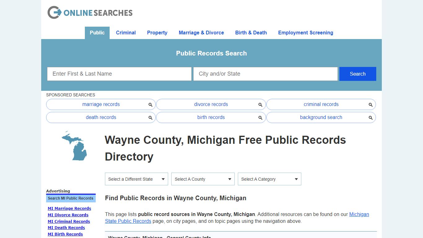 Wayne County, Michigan Public Records Directory